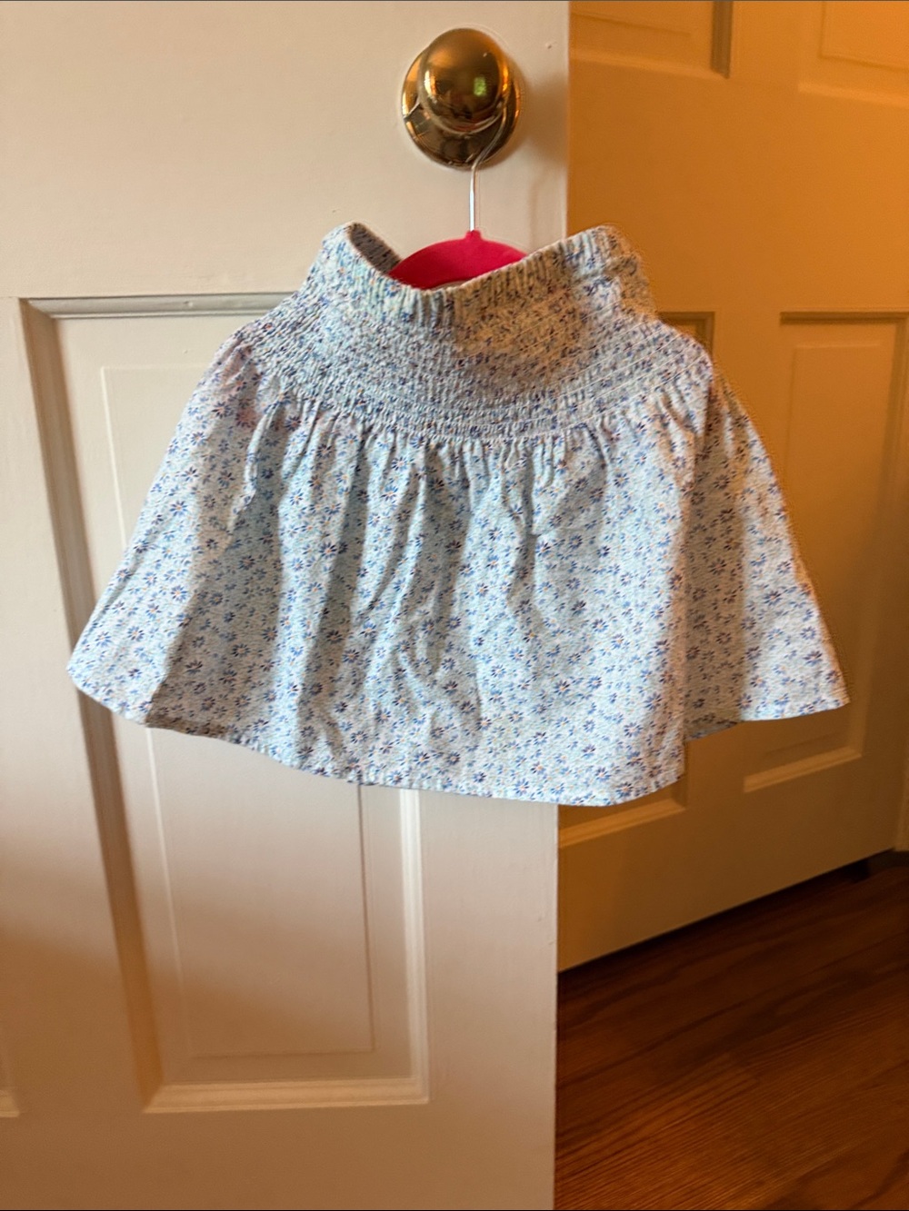 Blue Floral Smocked Waist Girls' Skirt